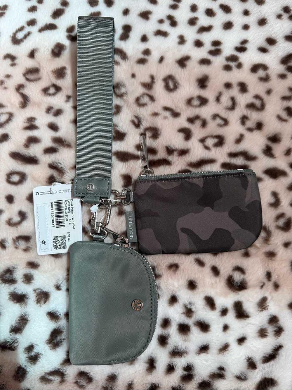 lululemon athletica Olive Green and Dark Camo Wristlet Keychain Set